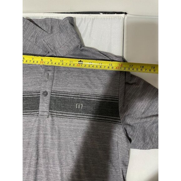 Travis Mathew Men's Polo Shirt Small Gray & Black Striped Premium Comfort - Picture 11 of 12